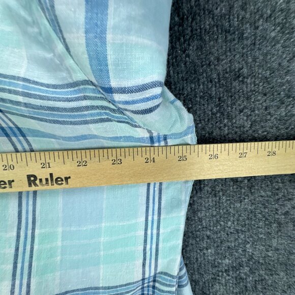 Brooks Brothers Irish Linen Shirt Mens Extra Large Blue Plaid Button Down - Picture 12 of 12